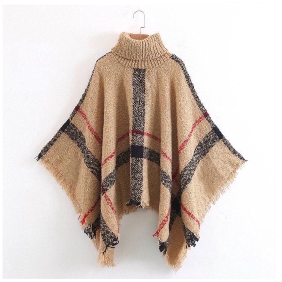 New! ❤️Host Pick❤️Camel turtleneck poncho - Picture 2 of 3